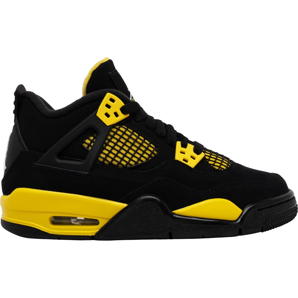 Air Jordan 4 Men's Sneakers Retro Thunder, Black/Yellow, Size 6.5 Y
